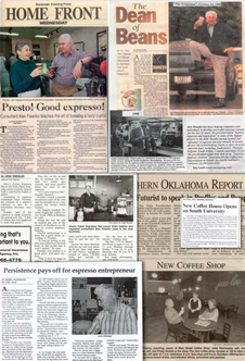 Newspaper articles collage of the Dean of Beans